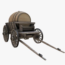 chariot en bois baril 3degestar antique le barrow de la bière voiture transport porter panier classique conteneur gin l'histoire cheval médiévale modèle vieux véhicule wagon vin 3d print model - Mito3D