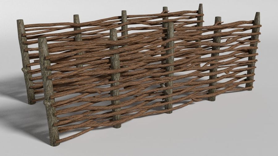 wooden fence architecture blenderblock city elements garden log medieval model modular old village wood 3D print model - Mito3D