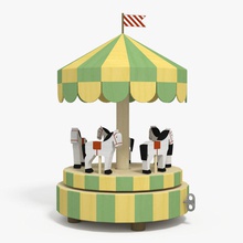 tahta at carousel eğlence hayvan mimarlık carosel çocuk kurabiye git grafik mutlu model yuvarlak sahne oyuncak ahşap 3d print model - Mito3D
