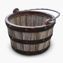 wooden medieval bucket 3d can construction container equipment garden h metal model newlc old pail plant planter rusty test tool vintage water wood 3d print model - Mito3D