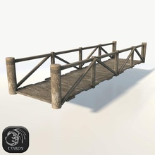 wooden modular bridge low poly ancient architecture cordy game island lake lower model old ready river sky 3d print model - Mito3D