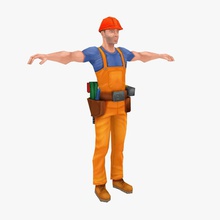 worker animated unit builder cartoon character game guys human lower male man model poly ready rig sdreamers unity unity3d 3d print model - Mito3D