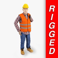 worker rigged maya bumphat carpenter character clothes construction emotions guys hardhat human jeans lowpoly male man model railway rig road shirt zavorad 3d print model - Mito3D
