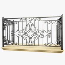 wrought iron balcony 4 architecture balustrade banisters cast despecher elements forge guard handrail ironwork metal model ornamental parapet porch rail staircase 3d print model - Mito3D