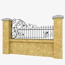 wrought iron fence 4 architecture boundary cast concrete despecher entrance forge gateway ironwork metal model ornamental street wall 3d print model - Mito3D