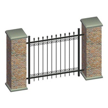 wrought iron fence brick v1 gate architecture printable lowpoly 3d print model - Mito3D