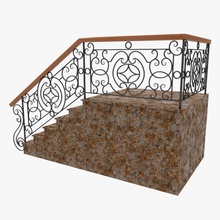 wrought iron stair railing 2 architecture balcony balustrade banisters cast despecher elements forge guard handrail ironwork metal model ornamental parapet porch rail staircase stairs 3d print model - Mito3D
