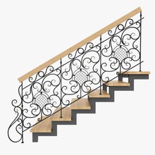 wrought iron stair railing 4 architecture balcony balustrade banisters cast despecher elements forge guard handrail ironwork metal model ornamental parapet porch rail staircase stairs 3d print model - Mito3D