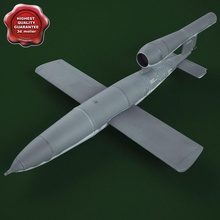wwii german v1 flying bomb 1 2 3d molier 3ds a2 air army destroy fly force marine max military missile model projectile realistic rocket v vray weapon ww2 3d print model - Mito3D