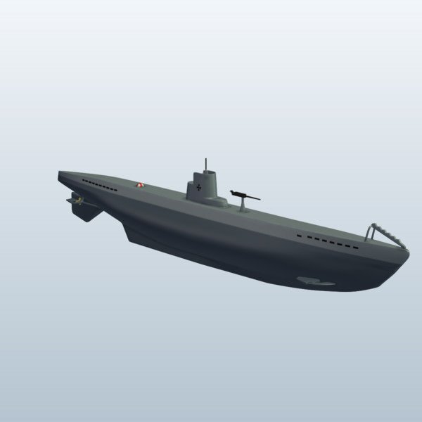 İkinci Dünya Savaşı gemi Almanca tip ii uboat v2 gemiler deniz taşıtı yazdırılabilir düşük poli 3D print model - Mito3D