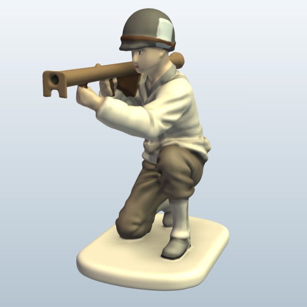 İkinci Dünya Savaşı asker bazuka v1 insanlar yazdırılabilir lowpoly 3D print model - Mito3D
