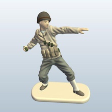 wwii soldier throwing grenade v2 people printable lowpoly 3d print model - Mito3D