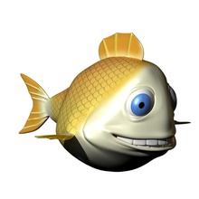 sarı karikatür balık hayvan çizgi film karakter model morph qe3d rig nehir terazi deniz hedefler su 3d print model - Mito3D