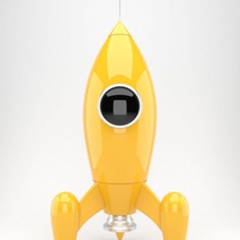 la barbarée vulgaire jouet dessin animé doorwayboy de fiction lancement modèle lune fusée science l'espace vaisseau spatial étoiles transport ovni vecteur véhicule jaune 3d print model - Mito3D