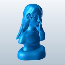 mujer joven de la flor del pelo v1 jóvenes cabello personas imprimible lowpoly 3d print model - Mito3D