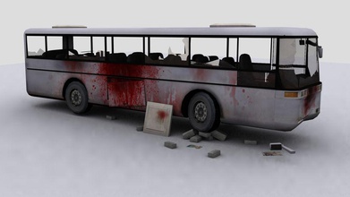zombie destruido entrenador roto el autobús de la ciudad dañado destruir fi gratuita ficción pesado horror inferior modelo moonbit poli polígono sci transporte vehículo 3d print model - Mito3D