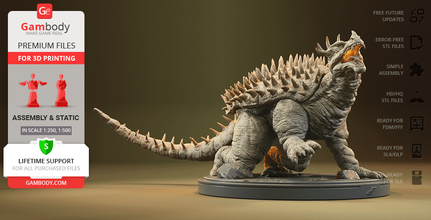 anguirus 3d impression figurine Assemblée Godzilla raids showa ère dp dopépope Jeu godzilla angilas reptile bête films monstre créature dur cuire dope pape kaiju 3d print model - Mito3D