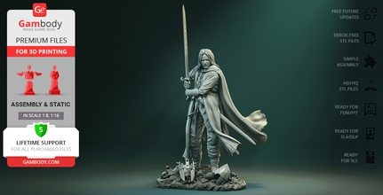 Aragorn 3d impressão estatueta montagem senhor of argolas lotr isildur elessar rei Elessar telcontar andúril strider companheirismo anel Viggo mortensen sauron 3d print model - Mito3D