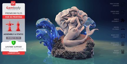 ariel 3d stampa figurina assemblaggio Ariel Sirena Principessa cartone animato hans cristiano Andersen Animazione pesce angelo of Atlantica modello 3d print model - Mito3D