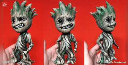 baby groot 3d printing figurine assembly groot, print model, avengers, printing, printable, stl files, for guardians of the galaxy, new movie, movie marvel, space, heros, avangers, comics, figurine, miniature, figure, files 3d print model - Mito3D