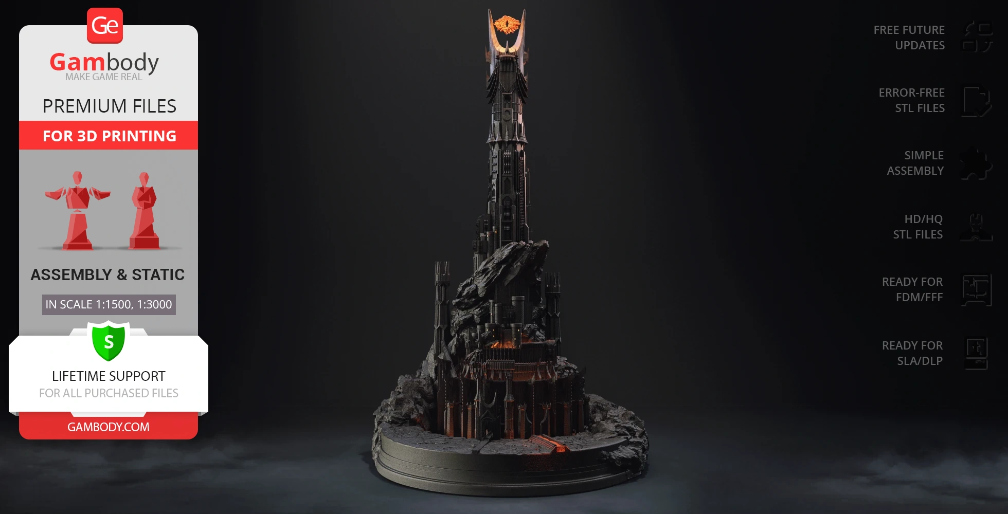 barad dur 3d baskı model montaj dark fortress mordor middle earth magic j r tolkien gandalf mount doom aragorn gollüm lord of the rings lotr nazgul frodo baggins yerlebir edilmiş eye sauron gotik köprü lav last alliance elfler taş sıcak yaz 3D print model - Mito3D