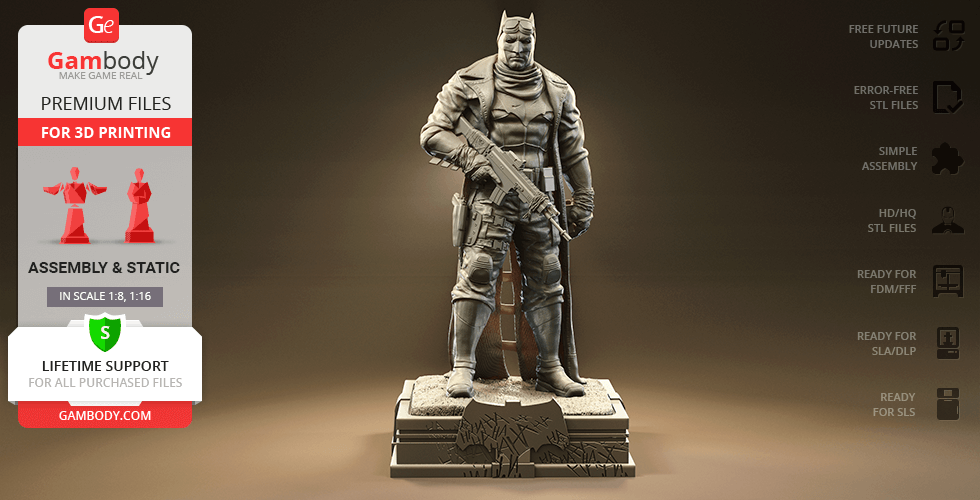 batman şövalye 3d baskı heykelcik montaj yarasa Adam filmler Bruce wayne adam çizgi roman vs Süpermen kandırmak v 3D print model - Mito3D