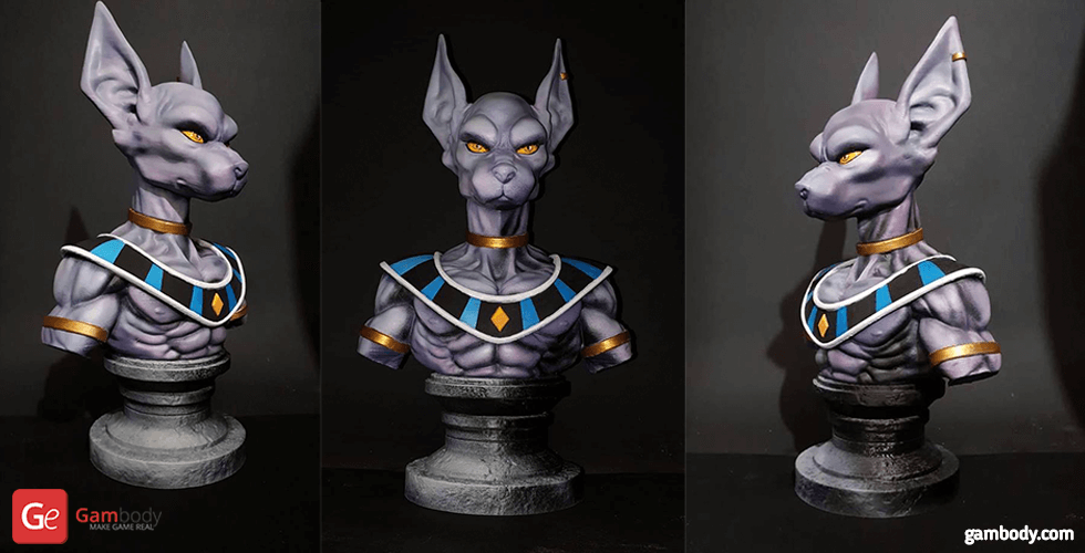 beerus bust 3d printing figurine assembly beerus, cat, god, monster, dragon ball super, z, dragonball, ball, bust, figure, miniature, figurine, model, model for printing, stl files, anime 3D print model - Mito3D