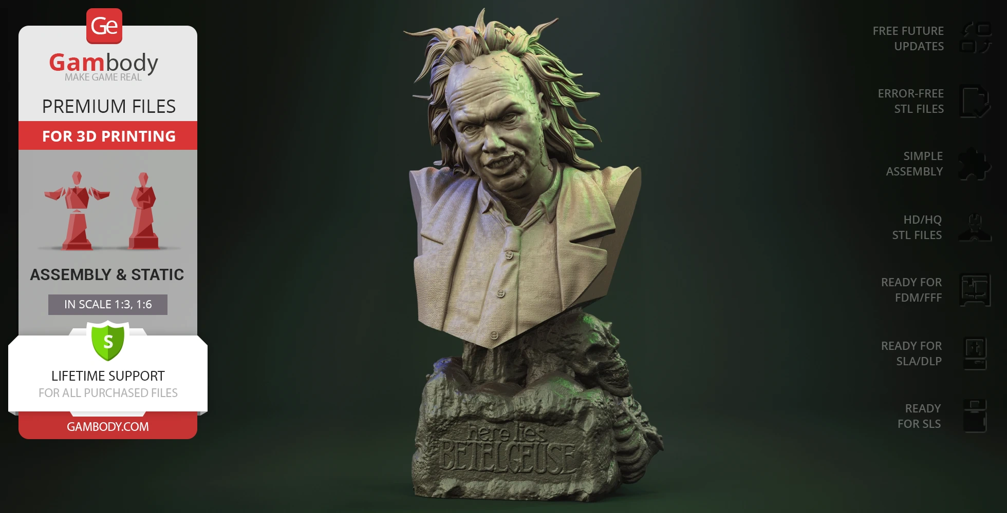 käfersaft büste 3d drucken figur versammlung grusel dark fantasy komödie franchise tim burton seltsam fantasie geheimnis chaos sandwurm leistung geist michael keaton 3D print model - Mito3D