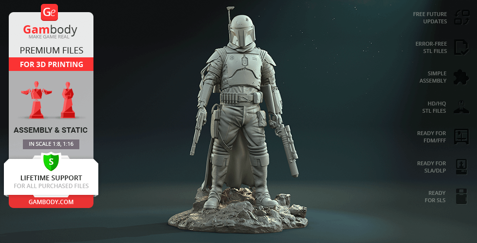 Boba fett 2022 3d baskı heykelcik montaj yağ kitap of Mandaloryalı ödül avcı star savaşlar sw Sci fi Klon 3D print model - Mito3D