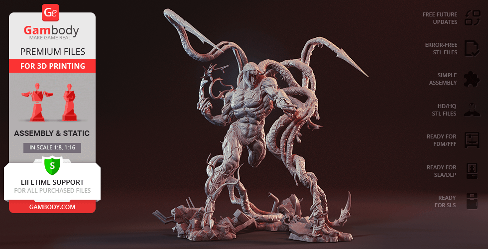 carnificina 3d impressão estatueta montagem cletus Kasady veneno eddie brock klyntar Porra simbionte anti venom maravilha histórias quadrinhos aranha homem spider man revolta parasita estrangeiro Super heroi 3D print model - Mito3D