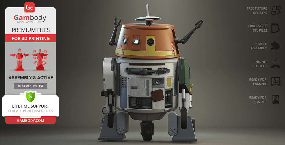 chopper 3d printing model assembly star-wars droid galactic-empire astromech-droid astromech clone-wars galactic-civil-war r2-d2 rebel stl collection star-destroyer rocket-booster easter 3D print model - Mito3D