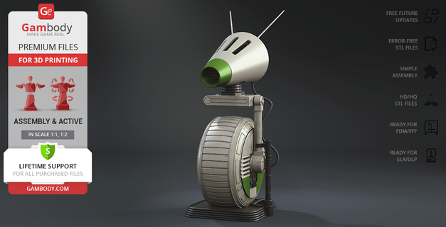 d droide 3d impresión modelo montaje + acción robot star wars mech sw Lucasfilm 3d print model - Mito3D