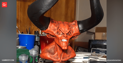 tenebre busto stampa 3d figurina assemblea tenebre, il signore delle oscuro, fantasy, dark tim curry, busto, la leggenda, diavolo, corna, satana, cattivo, dopepope, mostro, demone, scuro, potente, inferno, spaventoso, buio figura, modello, in miniatura, 3d, figura stl, male, l'orrore 3d print model - Mito3D