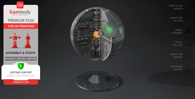 death star i 3d printing model assembly death-star battle-station galactic-empire clone-wars alliance rebel-alliance scarif powerful emperor leia laser-cannons hyperdrive weapon star-wars sci-fi spaceship space sw starship vehicle galaxy galactic-war stl ship vessel empire han-solo luke-skywalker 3d print model - Mito3D