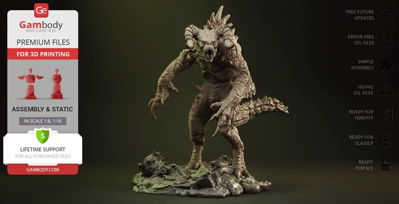 deathclaw 3d printing figurine assembly fallout fallout-4 reptile mutant sci-fi creature predator great-war claws horns video-game game damage sole-survivor power-armor codsworth stl collection combatant 3d print model - Mito3D
