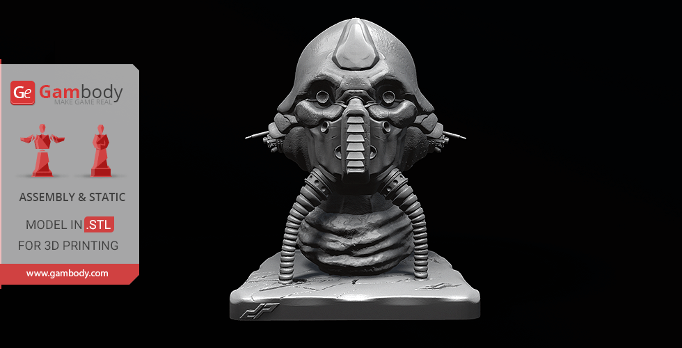 edrio two tubes bust 3d printing miniature static dopepope, rogue one, star wars, movies, icon, series, comics, bounty hunter, badass, bust, killer, powerful, mask, edrio, tubes, figure, model, miniature, printing, stl files 3D print model - Mito3D