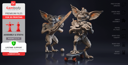 evil gremlins 3d printing figurines assembly Gremlins, Gremlin, Evil Stripe, Gremlin Christmas, movie, film, Christmas folklore, mogwai, the first batch, assembly, chainsaw gremlin, skateboard horror, horror comedy, model, figure, figurine, miniature, Stripe printing, stl files, halloween 3d print model - Mito3D