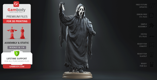 cara fantasma gritar 3d impresión figurilla montaje villano antagonista 3d print model - Mito3D