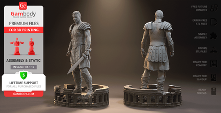 gladiateur maximus 3d impression figurine Assemblée décimus Merida Russell Crowe Ridley Scott héros historique drame 2000 colisée 3d print model - Mito3D