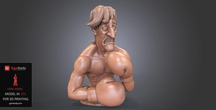 glass joe 3d printing bust punch out model, punch-out model for download, buy, purchase, 3d print model - Mito3D
