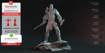 god war kratos 3d printing figurine assembly model of kratos, 3d, from war, printable for printing, buy order sale, nemean cestuns, blades athena, chaos, weapon ghost sparta, spartan, atreus, ares, demigod, miniature, figure, figurine, model, stl files 3d print model - Mito3D
