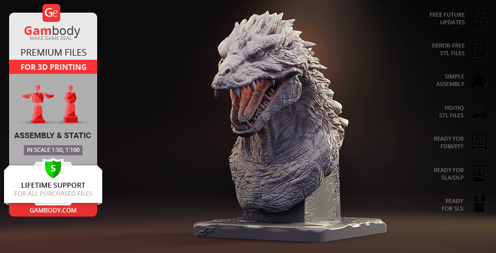 Godzilla 2000 fallimento 3d stampa figurina assemblaggio g re mostri dopepope creatura kaiju potente rettile bestia 3D print model - Mito3D