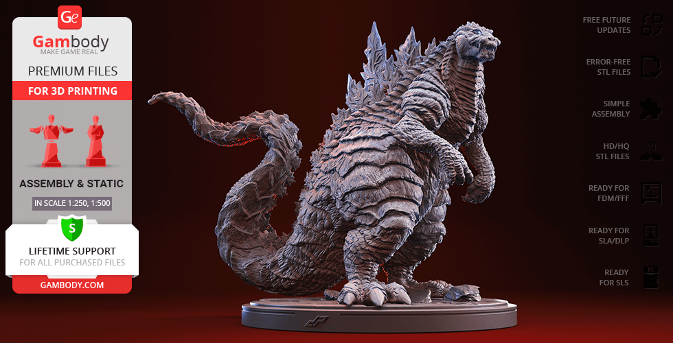 Godzilla Singular Punkt 3d Drucken Figur Versammlung Dopepop Kreatur Einzelpunkt Zahl kaiju mächtig Reptil Tier Symbol Filme Monster Boss 3D print model - Mito3D