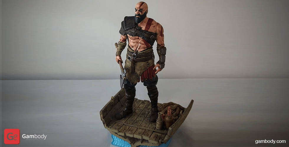 grumpy old kratos impresión 3d en miniatura de la asamblea dios guerra, el viejo kratos, asesino, nuevo juego ps4, hijo figura, modelo, miniatura, héroe, diorama, zeus, modelo para 3d, los archivos stl, atreus 3D print model - Mito3D