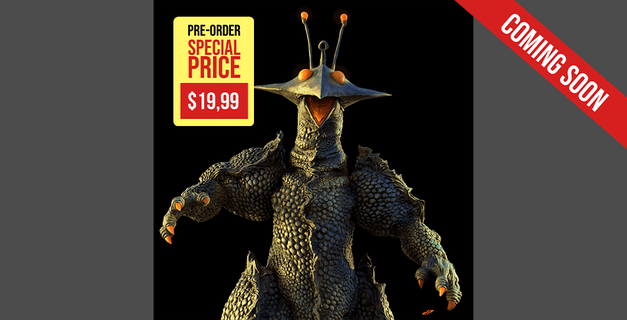 guilala 3d impresión figurilla viniendo dopepope monstruo kaiju criatura pollo espacial traje hombre Godzilla pelicula vieja 3d print model - Mito3D