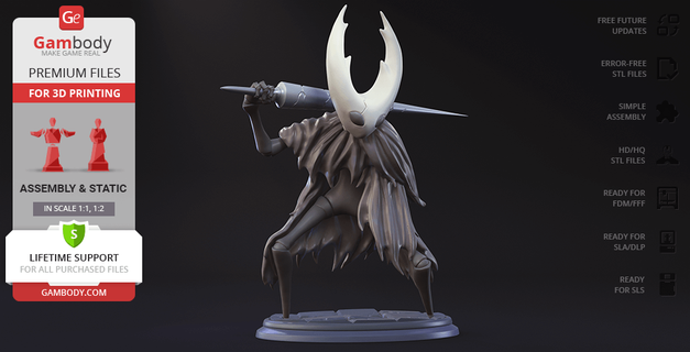 hollow knight pure vessel 3d printing figurine assembly adventure video game model hallownest gaming 3d print model - Mito3D