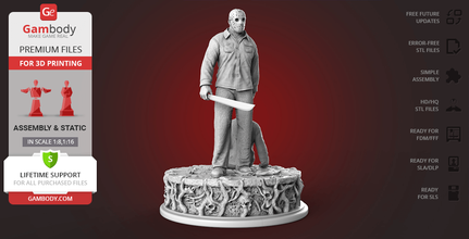 jason voorhees 3d printing figurine diorama assembly jason, voorhees, comics, killer, slasher, movies, icon, series, friday, 13th, 13, horror, scary, hockey mask, villain, dopepope, figure, miniature, model, printing, stl, stl files, villains, horror JASON VOORHEES Jason 3d print model - Mito3D