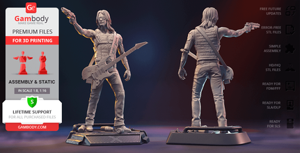 Johnny mano plata 3d impresión figurilla montaje robert Juan linder rockero samurai cyberpunk serie yaiba kusanagi ct 3x 2077 vídeo juego keanu 3d print model - Mito3D