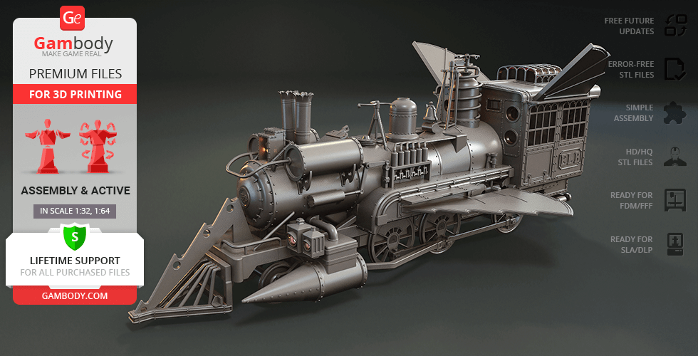 Jules verne tren lokomotif 3d baskı model montaj + aksiyon Lokomotif Tren zaman geri to Gelecek Sierra No 3 3D print model - Mito3D