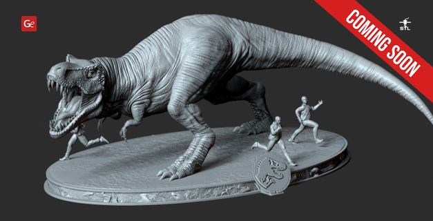 Jurassic dünya t rex diyorama etiketleri 3d print model - Mito3D